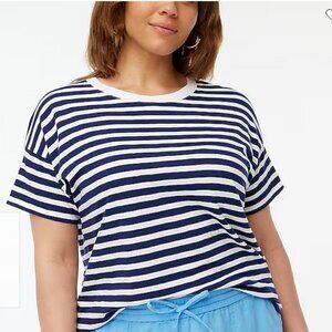 J. Crew Striped Crewneck Tee, short sleeve, navy and white